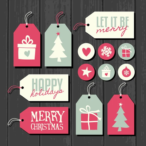 Kerst collectie tags — Stockvector