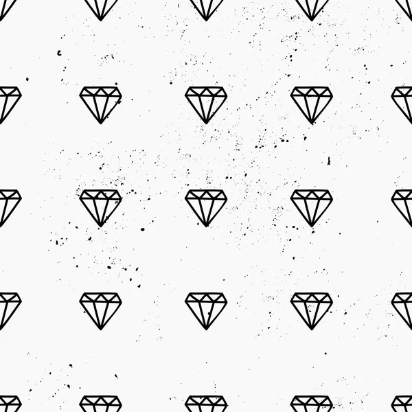 Hand Drawn Diamonds Seamless Pattern — Stock Vector