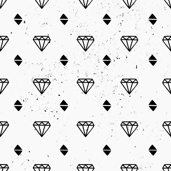 Hand Drawn Diamonds Seamless Pattern — Stock Vector