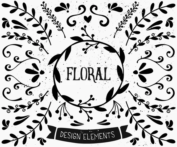Sammlung floraler Designelemente — Stockvektor