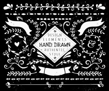 Kara tahta stili tasarım öğeleri koleksiyonu