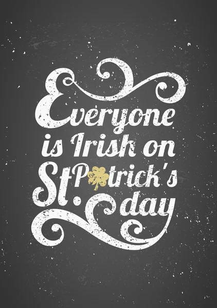 St. Patrick's Day Typographic Chalkboard Design — Stock Vector