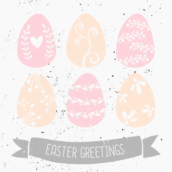 Hand Drawn Easter Greeting Card Template — Stock Vector