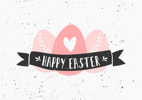 Hand Drawn Easter Greeting Card Template — Stock Vector