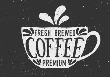 Kara tahta tarzı tipografik kahve fincanı tasarım