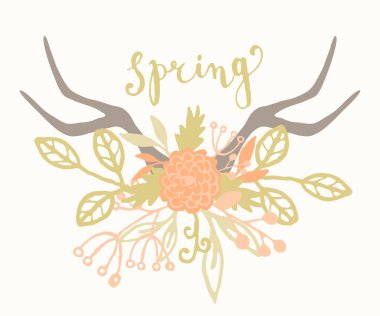 Hand Drawn Spring Greeting Card Template clipart