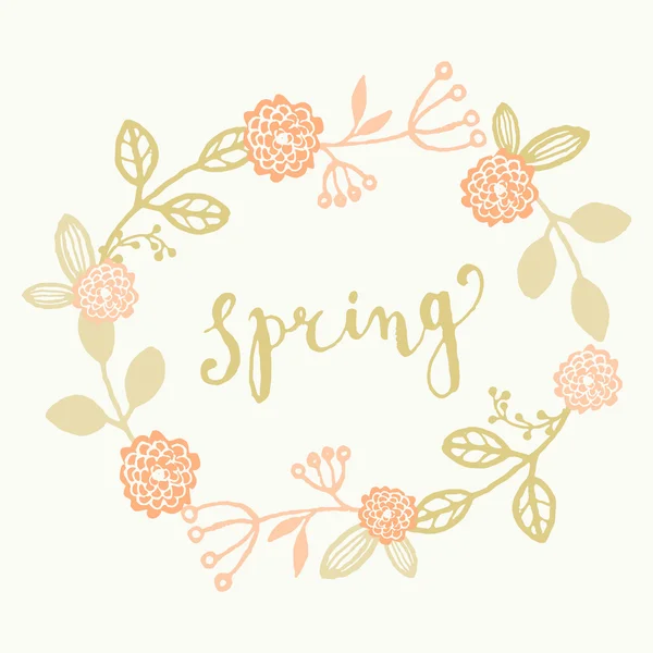 Hand Drawn Spring Greeting Card Template — Stock Vector