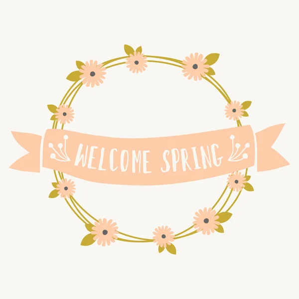 Welcome Spring Greeting Card Template — Stock Vector