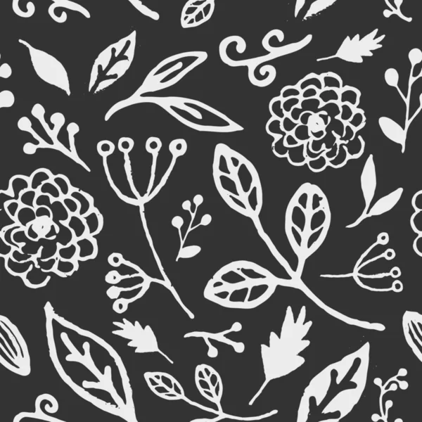 Hand Drawn Floral Seamless Pattern — Stock Vector