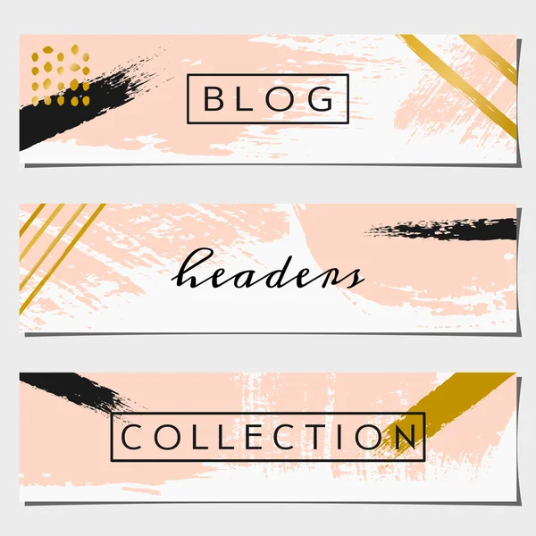 Abstract Brush Strokes Website Headers Collection — Stock Vector