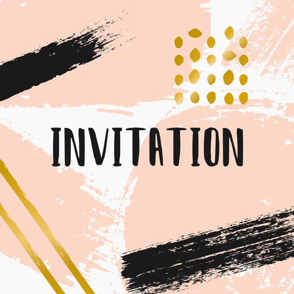 Abstract Brush Strokes Invitation Design — Stock Vector