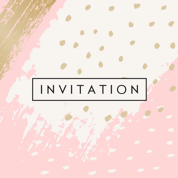 Abstract Brush Strokes Invitation Design — Stock Vector