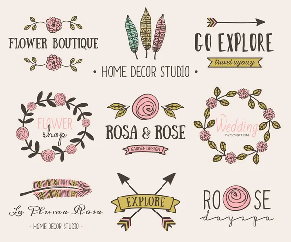 Hand Drawn Vintage Design Elements — Stock Vector