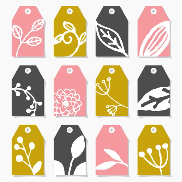 Étiquettes de conception florale colorées — Image vectorielle