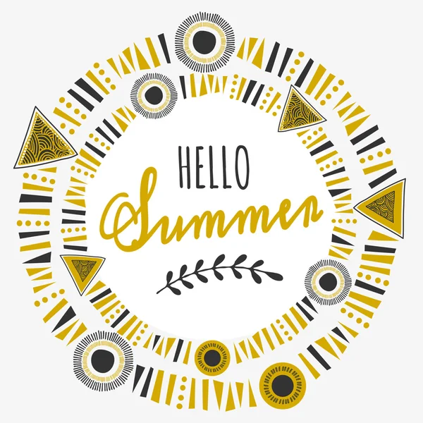 Tribal Frame Typographic Summer Design — Stock Vector