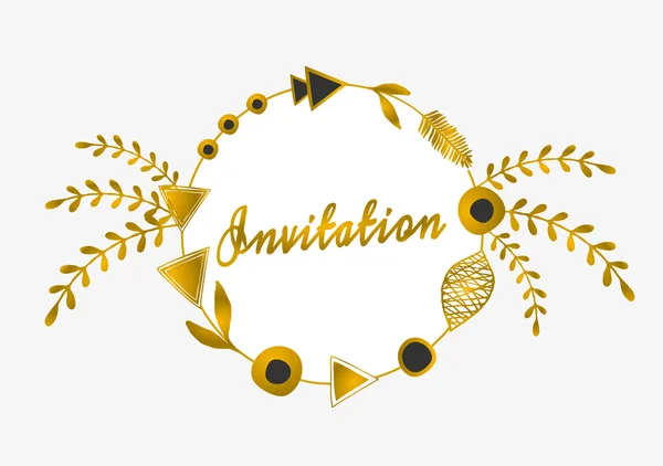 Design d'invitation de cadre tribal doré — Image vectorielle