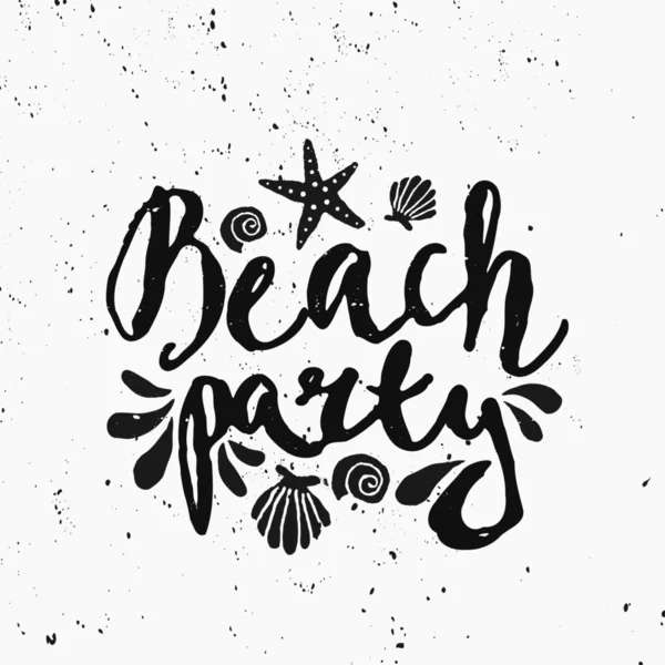 Beach Party Hand Lettered Design — Stock Vector