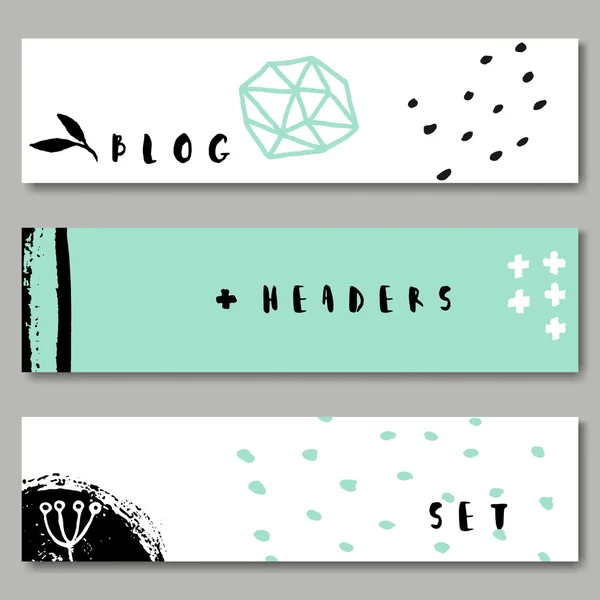 Hand Drawn Web Headers Collection — Stock Vector