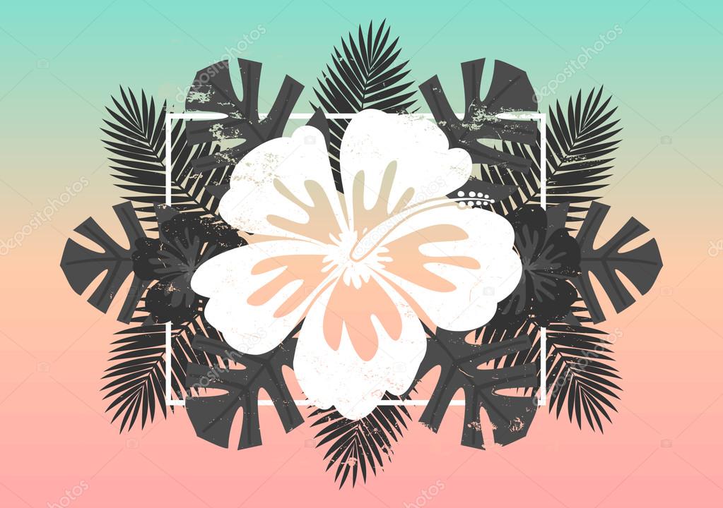 芙蓉花和棕榈叶设计 图库矢量图像 C Ivaleks 芙蓉花和棕榈叶设计 图库矢量图像 C Ivaleks