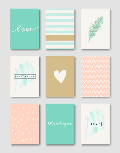 Colección de tarjetas de boda romántica — Vector de stock