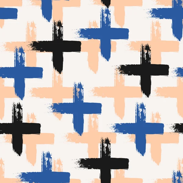 Hand getekende kruis vormen naadloze patroon — Stockvector