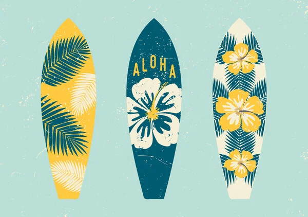 Tropical Design Surfboards Set — Stock Vector