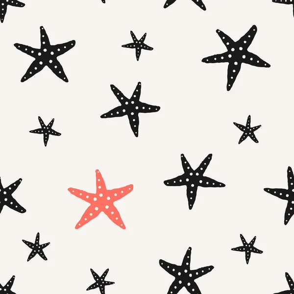 Hand Drawn Starfish Seamless Pattern — Stock Vector