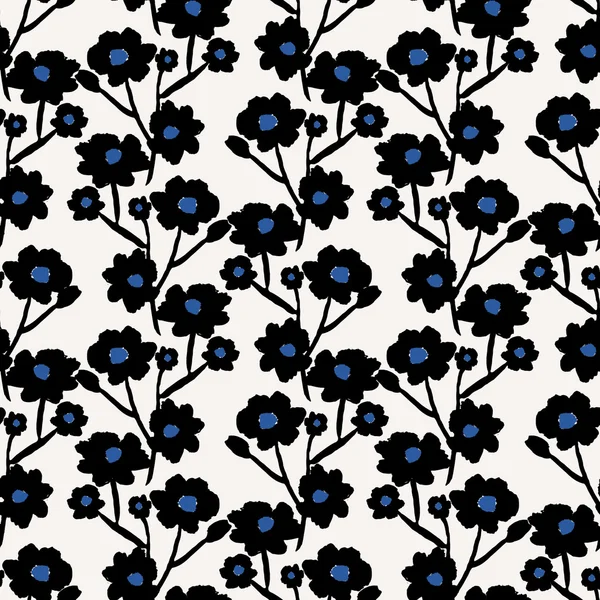 Hand Drawn Flowers Seamless Pattern — Stock Vector