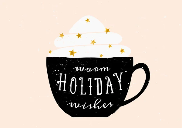 Warm Holiday Wishes Greeting Card — Wektor stockowy