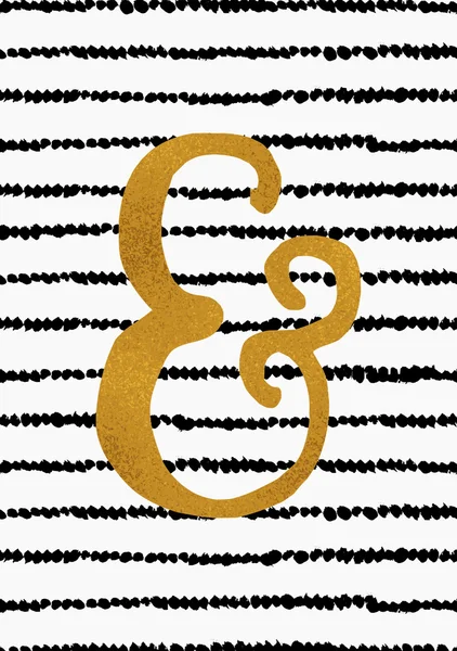 Cartel de Ampersand negro, blanco y dorado — Vector de stock