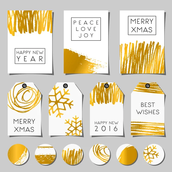 Weiß und gold weihnachtsset — Stockvektor