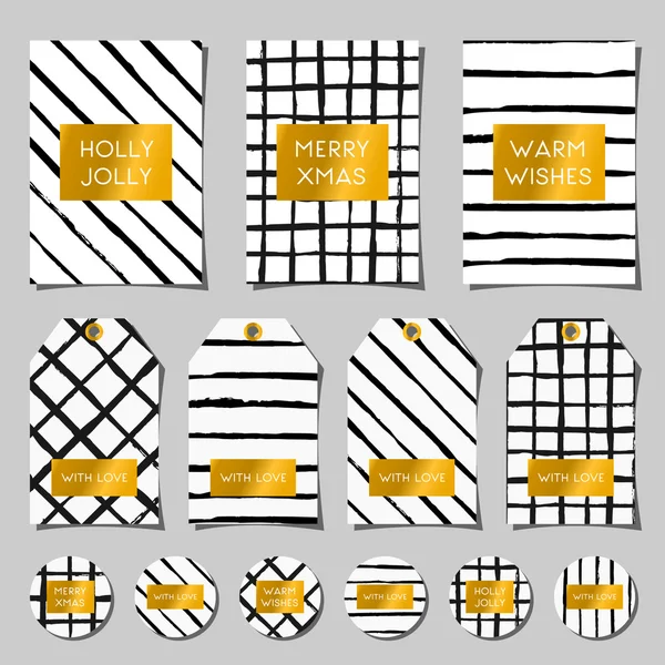 White, Black and Gold Christmas Set — Stockový vektor