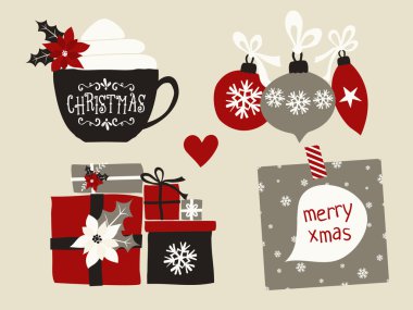 Noel tasarım öğeleri koleksiyonu