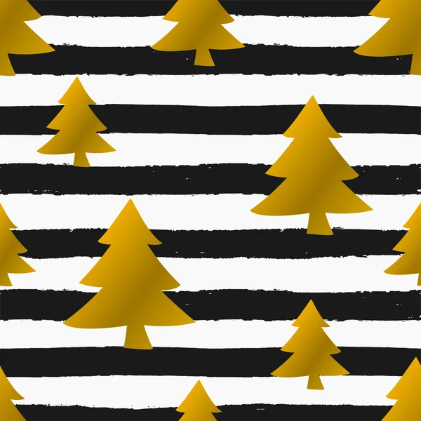 Christmas Trees and Stripes Seamless Pattern — 스톡 벡터