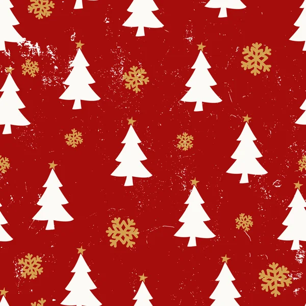 Christmas Trees and Snowflakes Seamless Pattern — Stock Vector