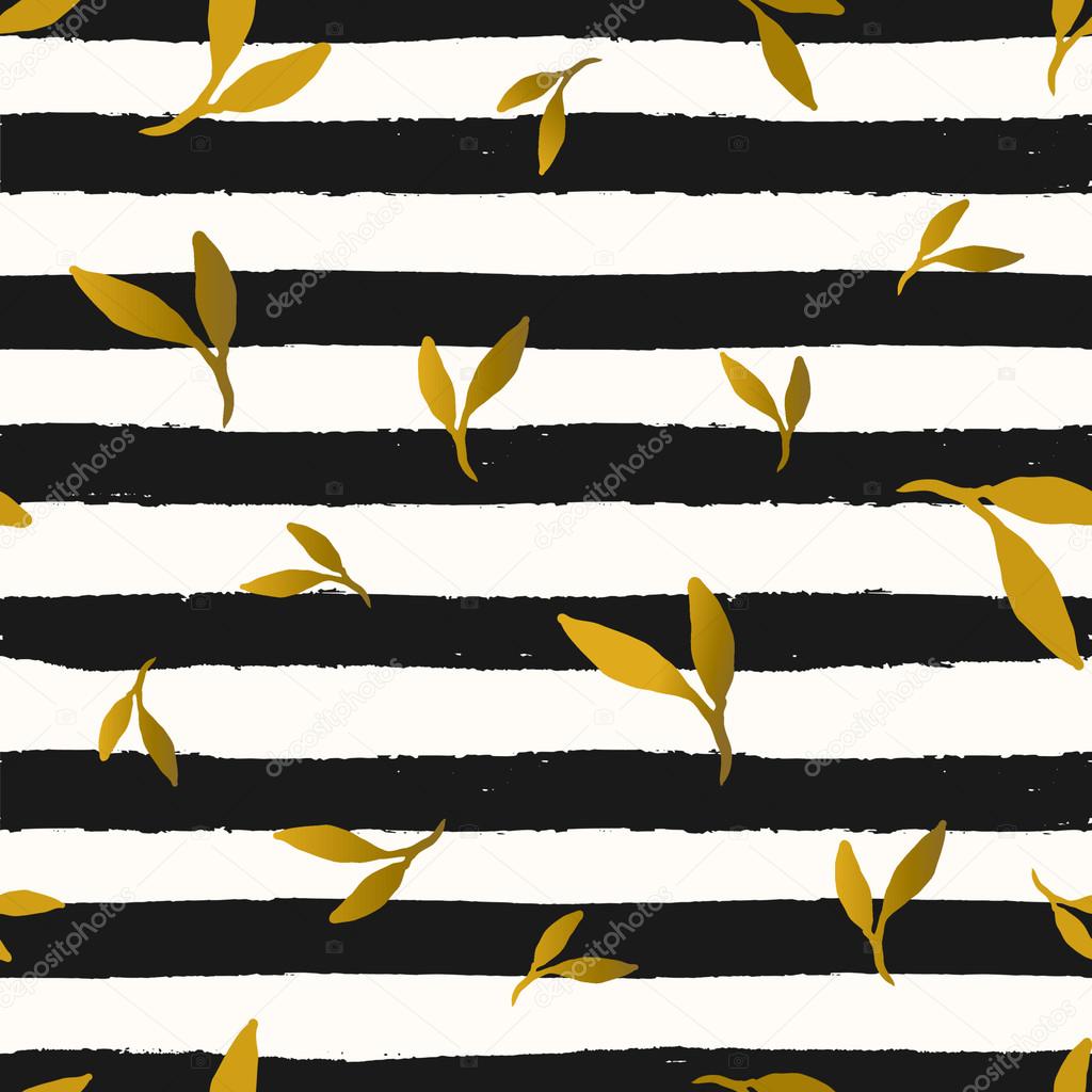 Leaves and Stripes Seamless Pattern