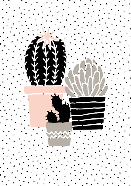 Hand Drawn Cactuses Poster — 图库矢量图片