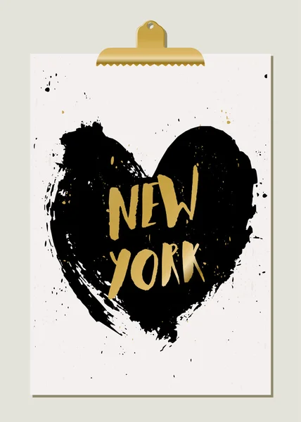 Black Heart New York Poster — 图库矢量图片