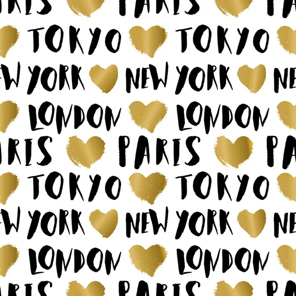 City Names Seamless Pattern — Stockový vektor