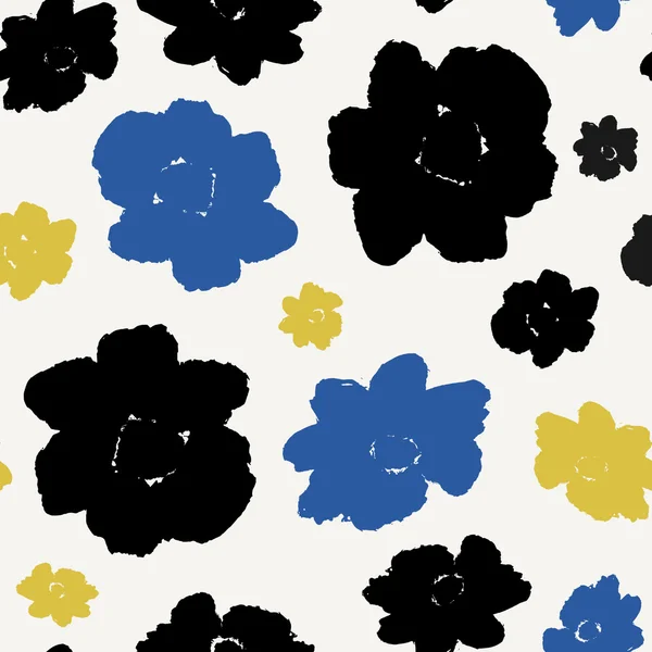 Hand Drawn Flowers Seamless Pattern — Stock Vector