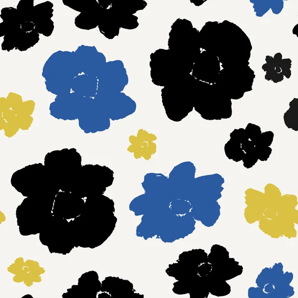 Fleurs dessinées à la main motif sans couture — Image vectorielle