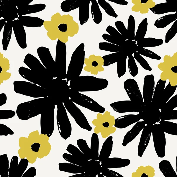 Fleurs dessinées à la main motif sans couture — Image vectorielle