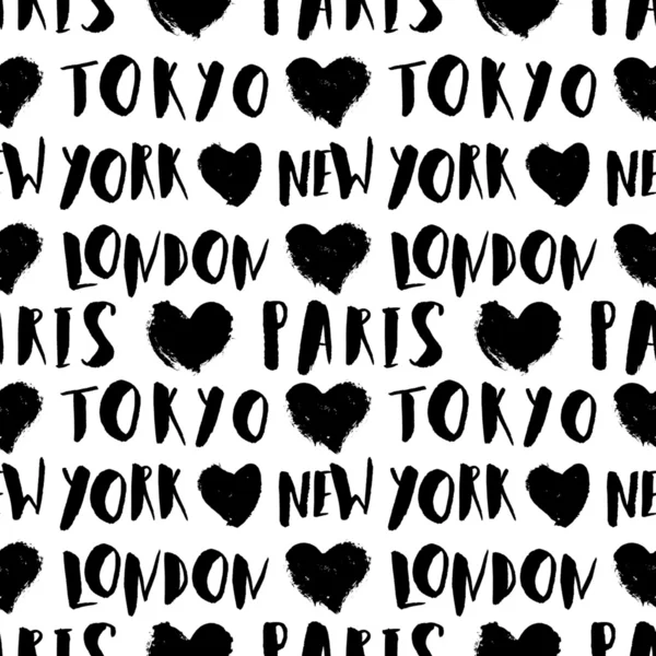 City Names Seamless Pattern — Stock Vector