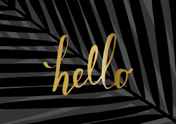 "Hello "på en bakgrund av palmblad. — Stock vektor