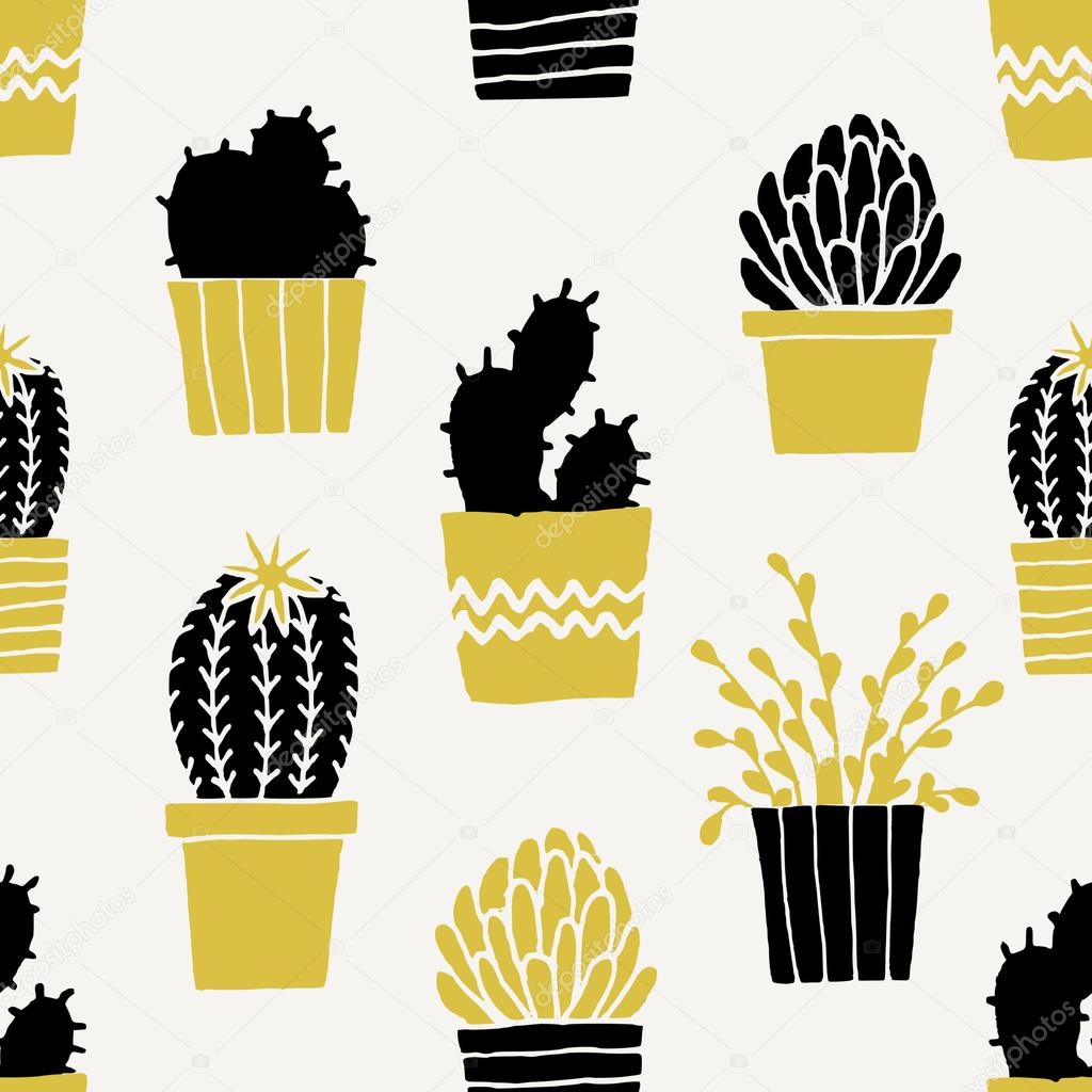 Hand Drawn Cactuses Pattern