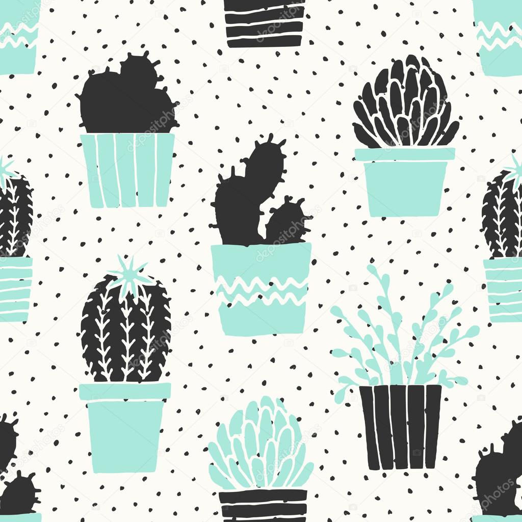 Hand Drawn Cactuses Pattern