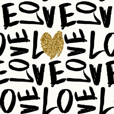 Love Typographic Seamless Pattern