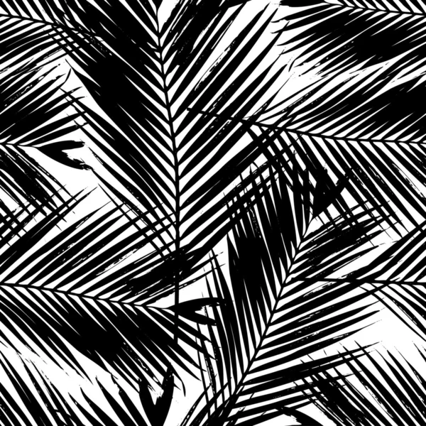 Palmera hojas patrón sin costura — Vector de stock