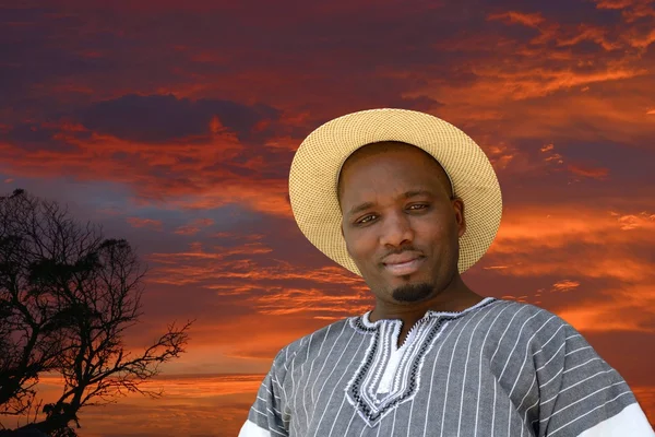 South African man on sunrise background — Stock Photo, Image