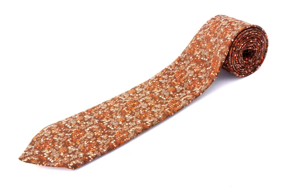 Brown rolled patterned neck tie — Stock Photo, Image